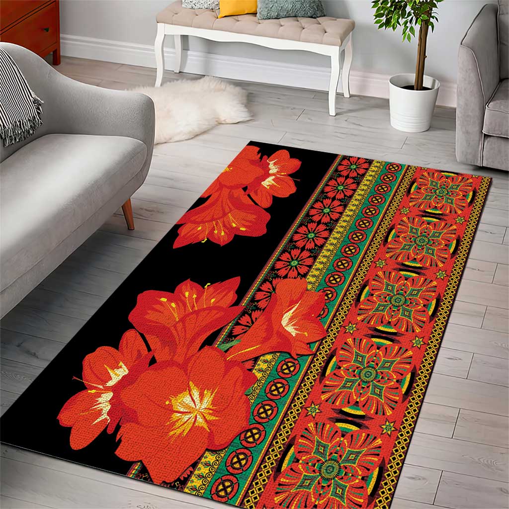 Afro Beauty Clivia Miniata Flowers Area Rug LT9