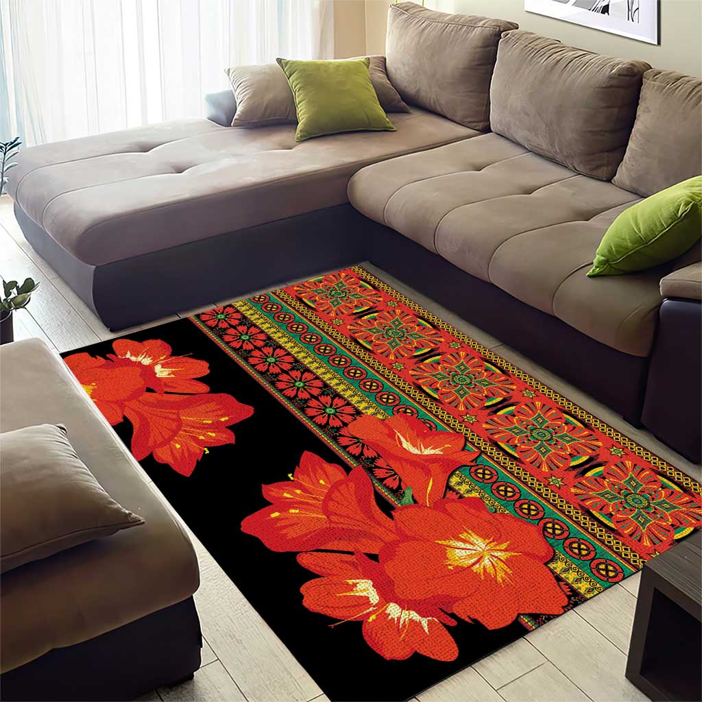 Afro Beauty Clivia Miniata Flowers Area Rug LT9