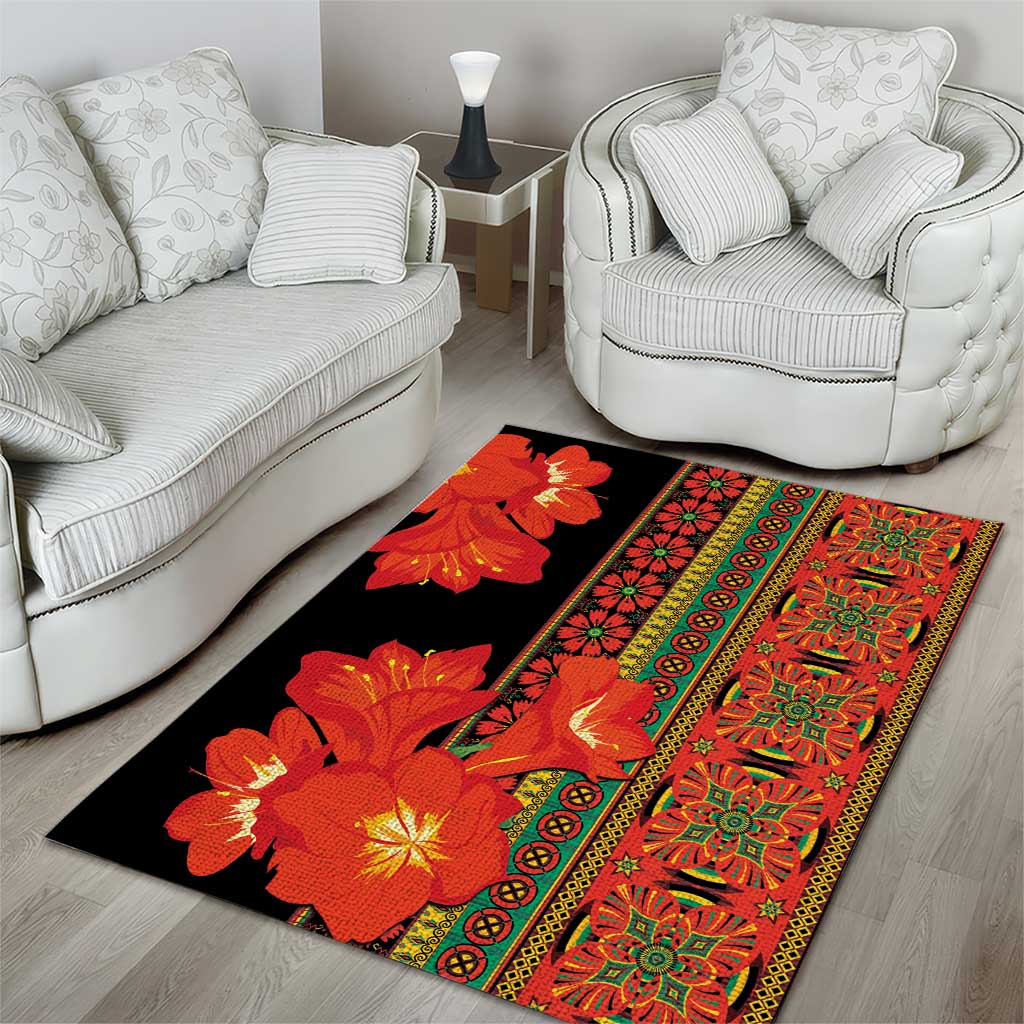 Afro Beauty Clivia Miniata Flowers Area Rug LT9
