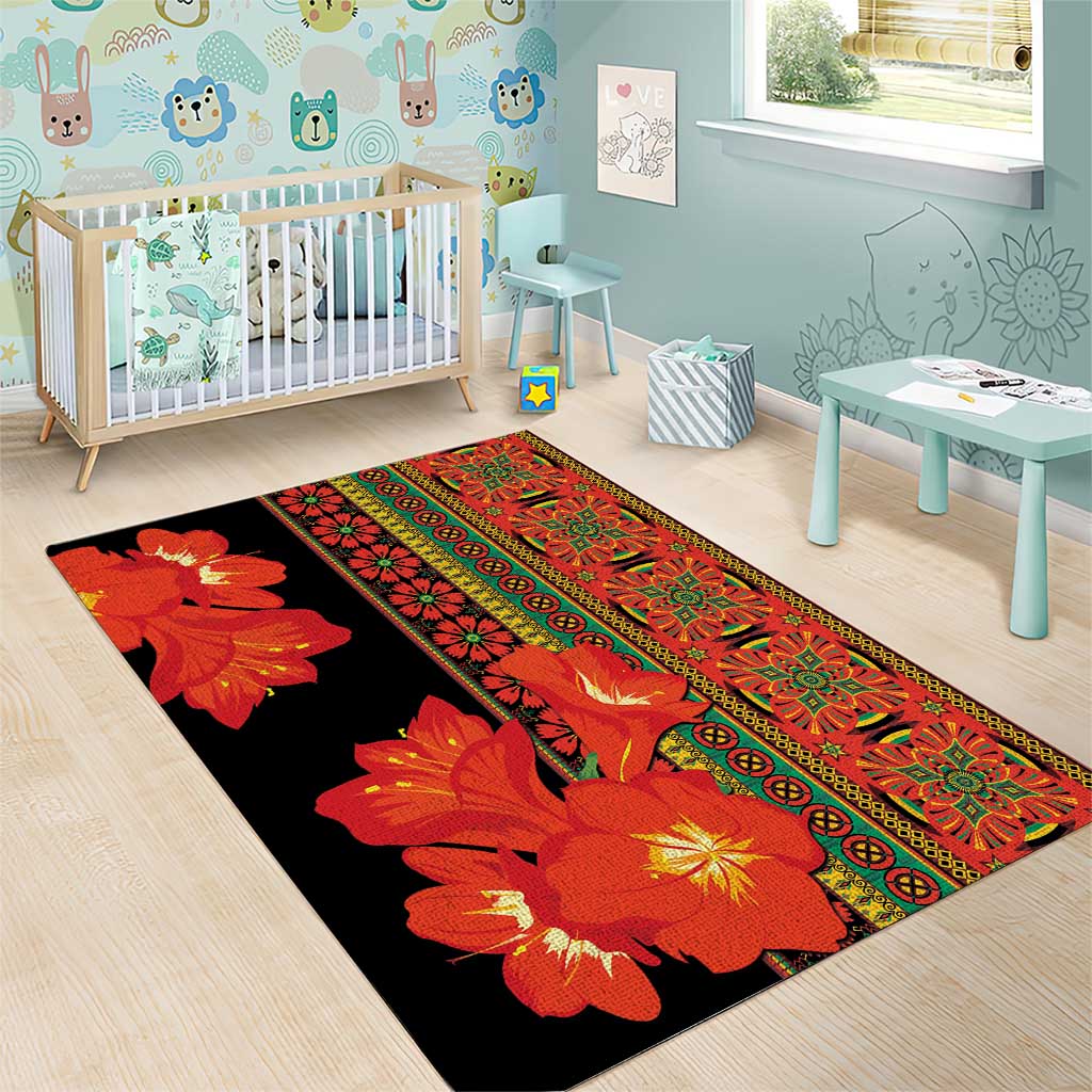 Afro Beauty Clivia Miniata Flowers Area Rug LT9