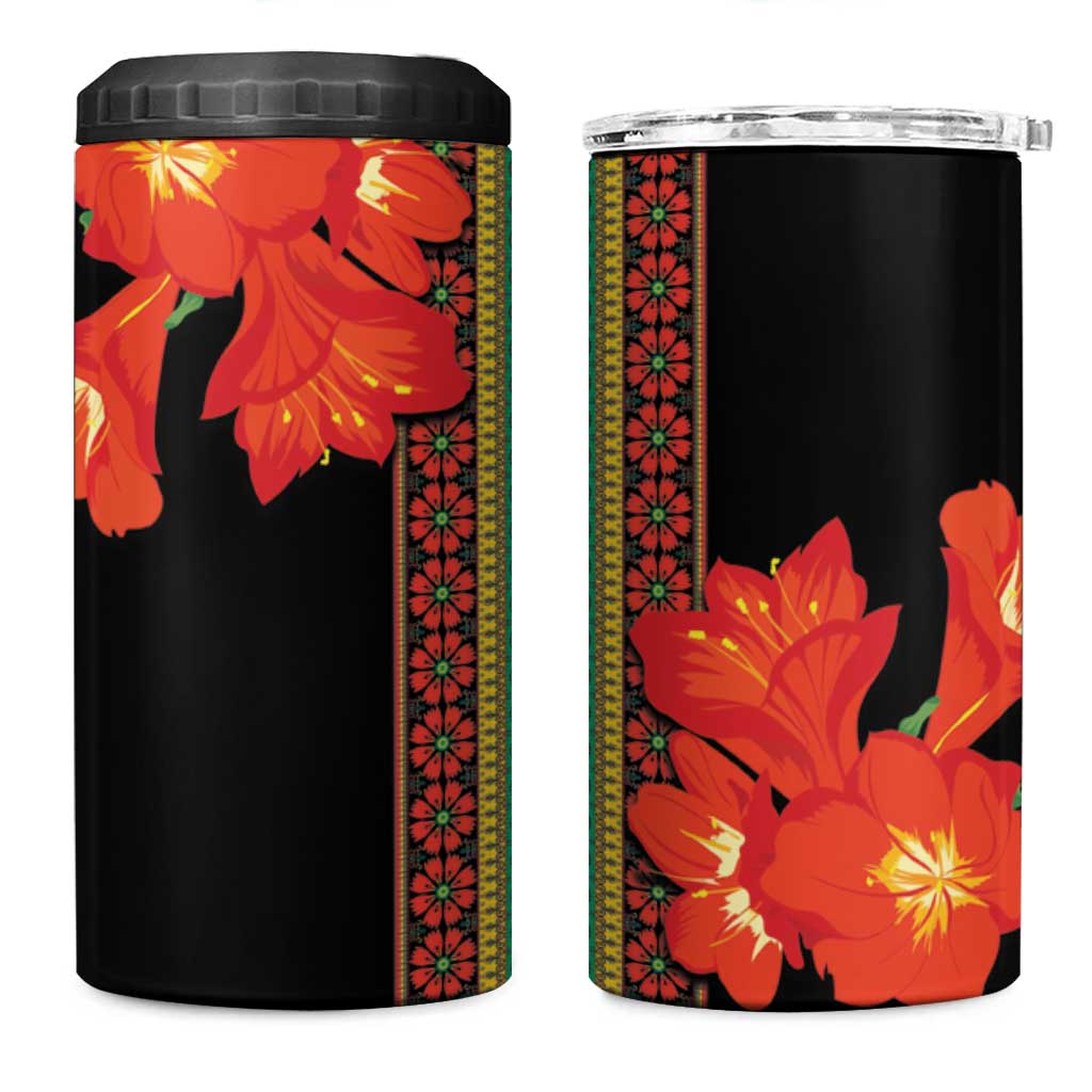Afro Beauty Clivia Miniata Flowers 4 in 1 Can Cooler Tumbler LT9