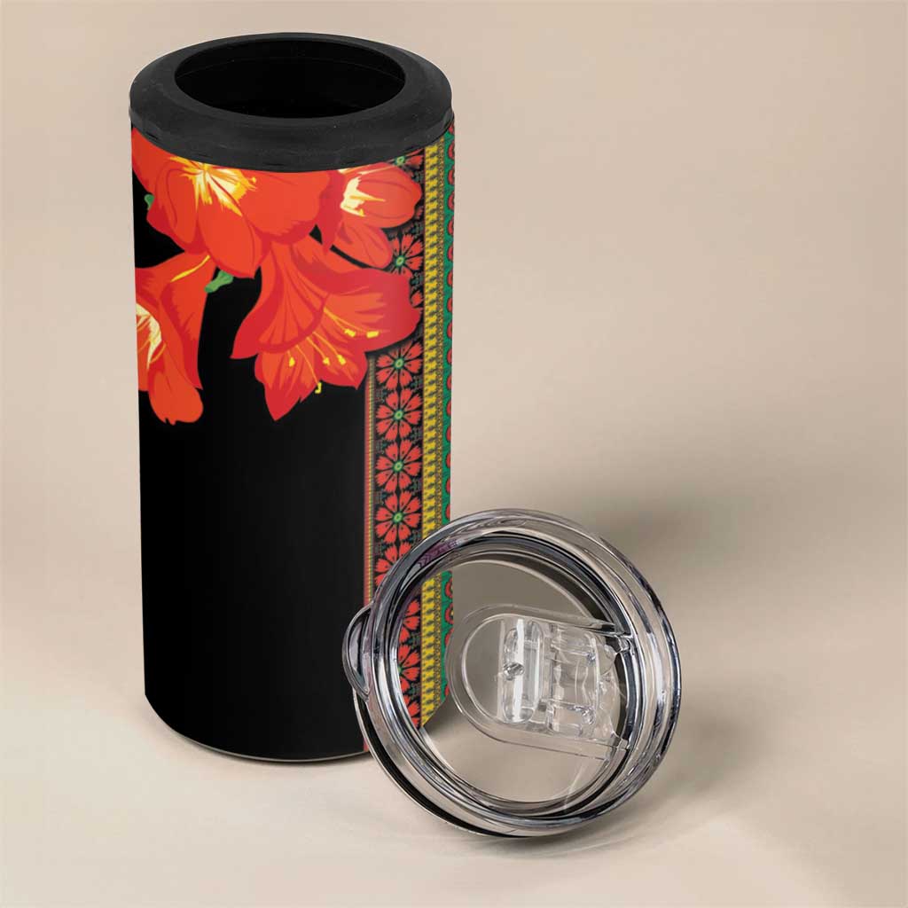 Afro Beauty Clivia Miniata Flowers 4 in 1 Can Cooler Tumbler LT9