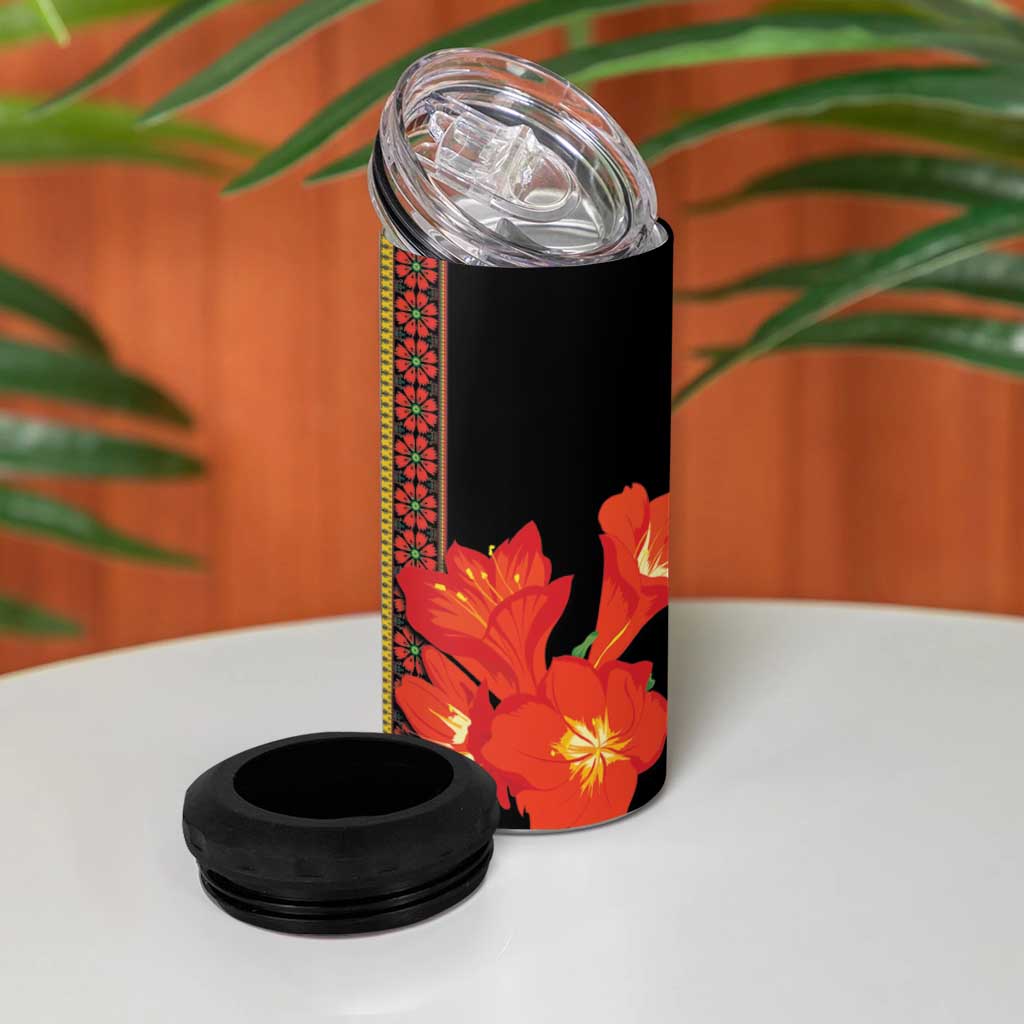 Afro Beauty Clivia Miniata Flowers 4 in 1 Can Cooler Tumbler LT9