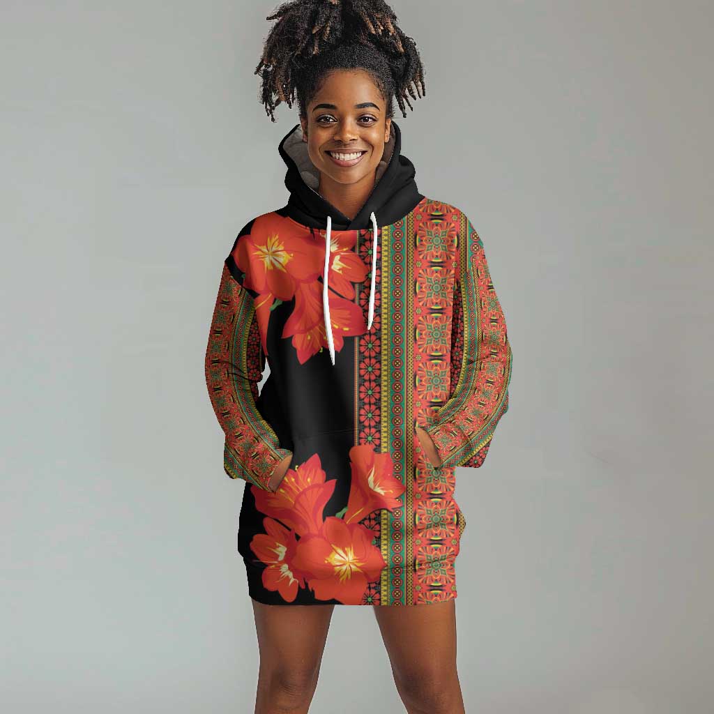 Afro Beauty Clivia Miniata Flowers Hoodie Dress LT9