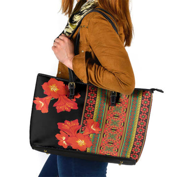 Africa Beauty Clivia Miniata Flowers Leather Tote Bag LT9