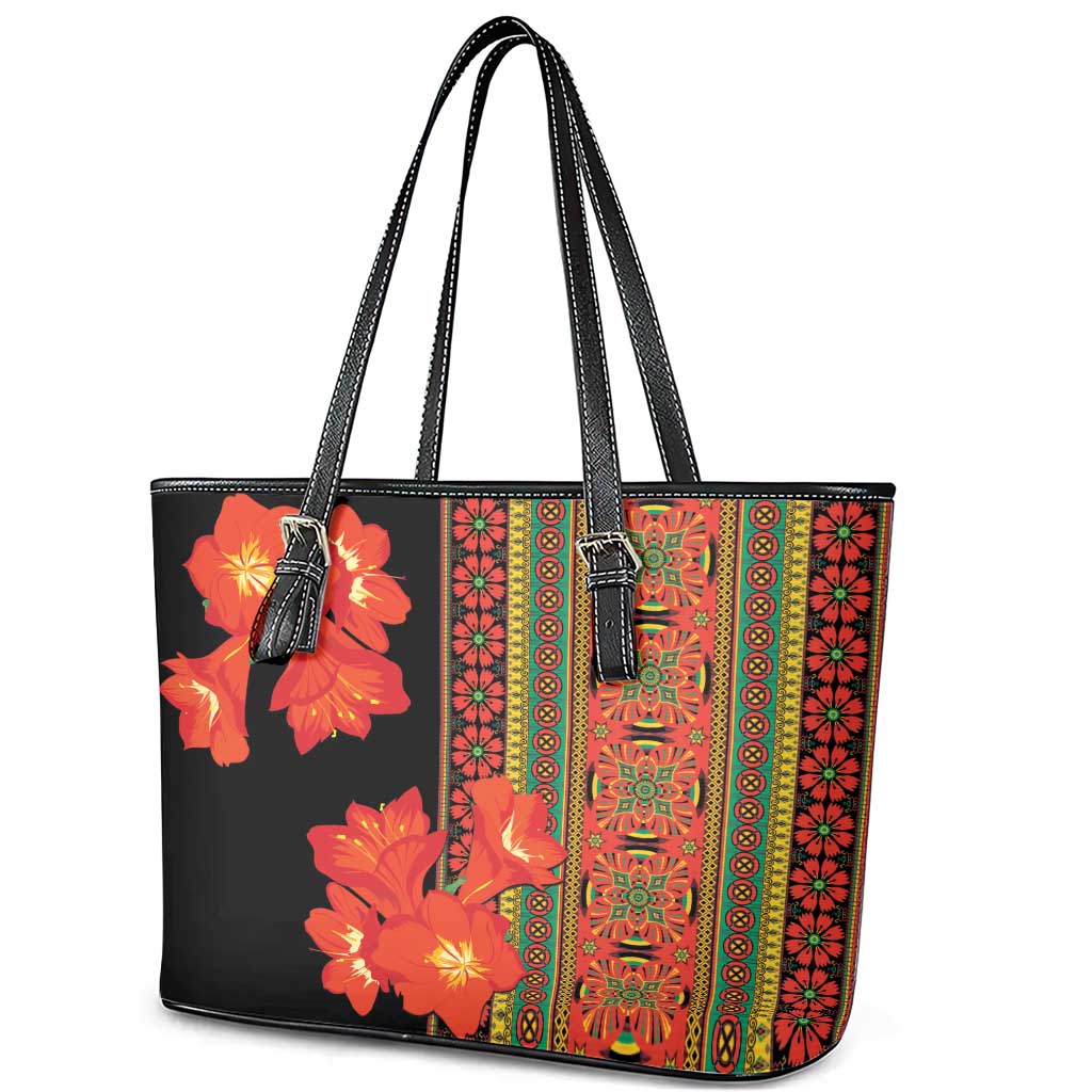 Africa Beauty Clivia Miniata Flowers Leather Tote Bag LT9