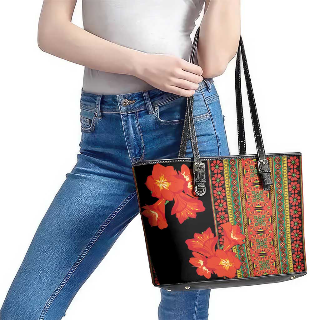 Africa Beauty Clivia Miniata Flowers Leather Tote Bag LT9