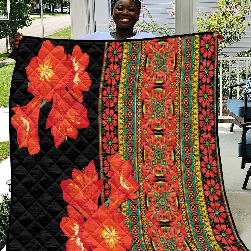 Afro Beauty Clivia Miniata Flowers Quilt LT9
