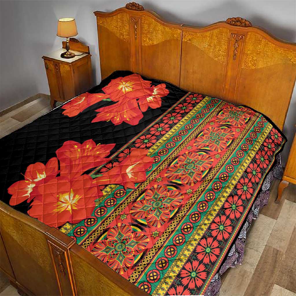 Afro Beauty Clivia Miniata Flowers Quilt LT9