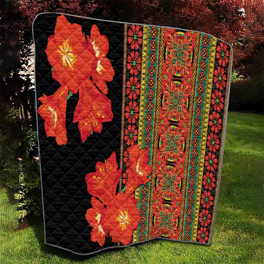 Afro Beauty Clivia Miniata Flowers Quilt LT9