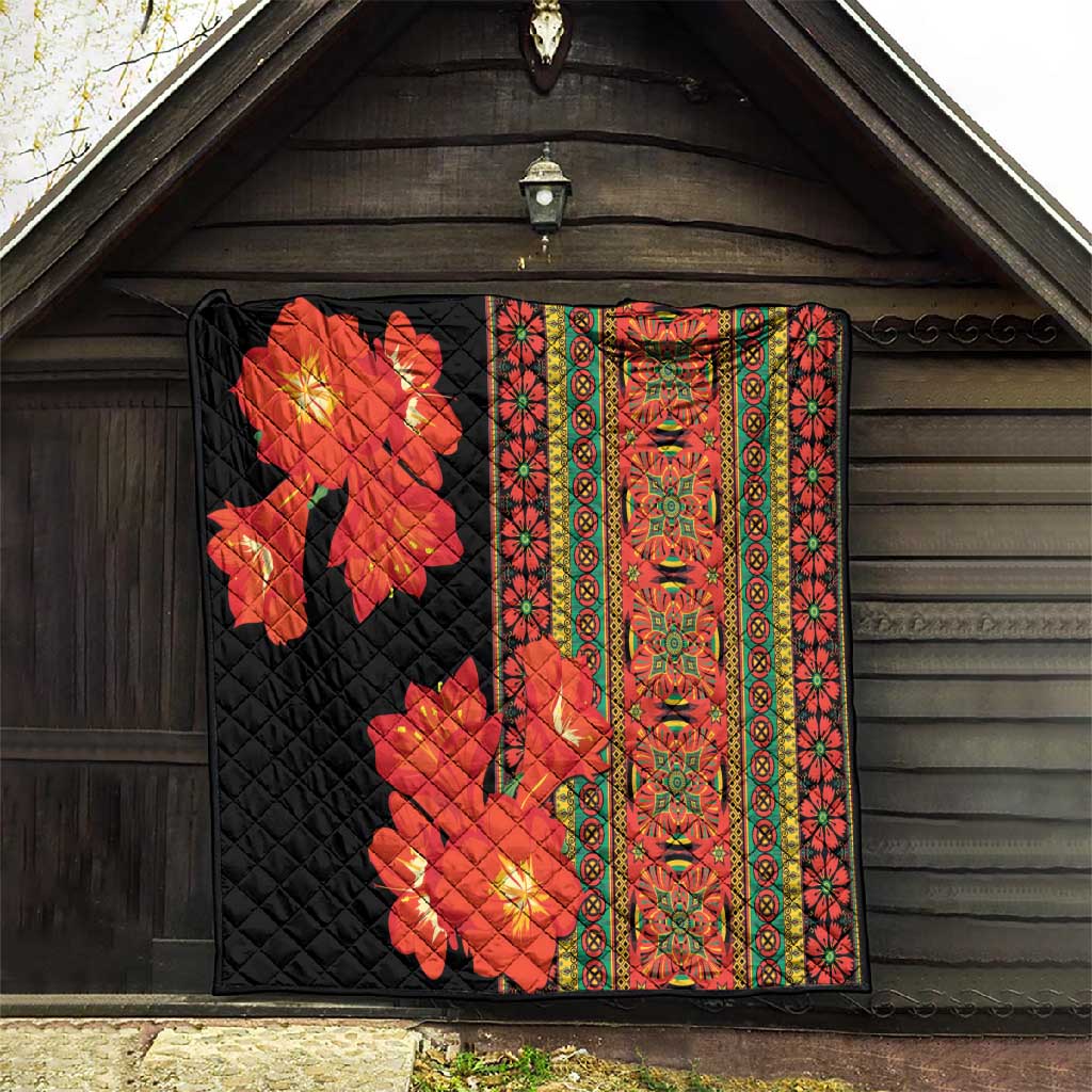 Afro Beauty Clivia Miniata Flowers Quilt LT9