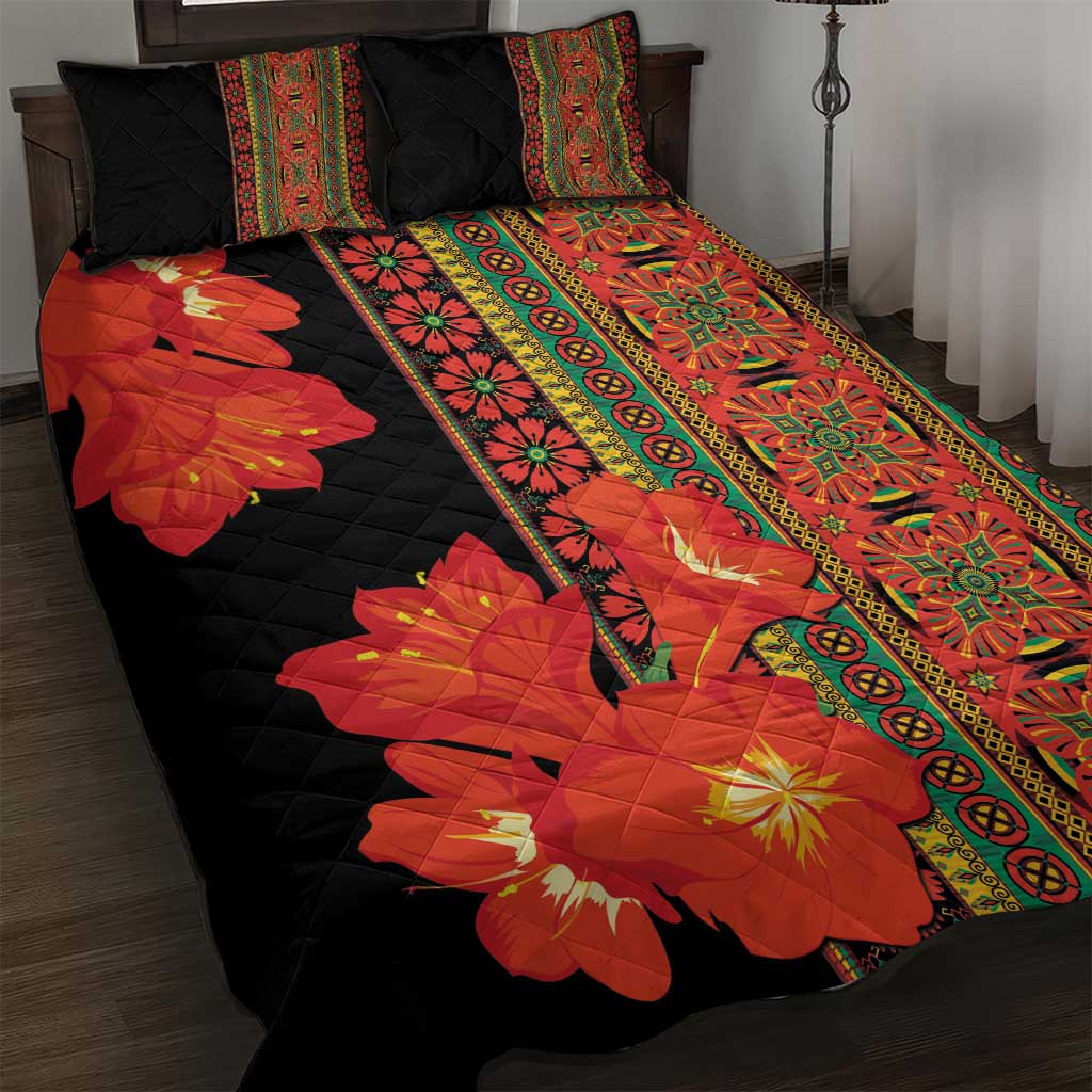 Afro Beauty Clivia Miniata Flowers Quilt Bed Set LT9
