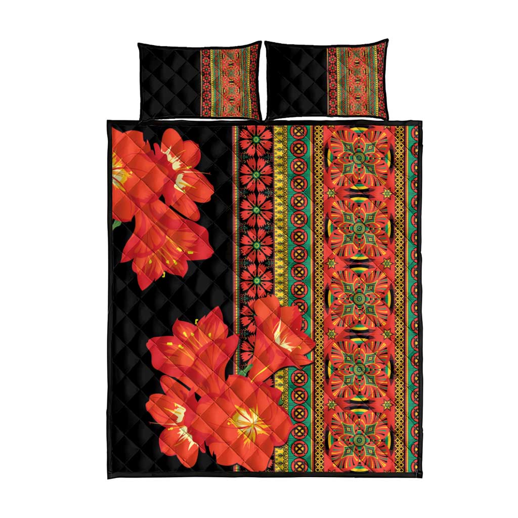 Afro Beauty Clivia Miniata Flowers Quilt Bed Set LT9