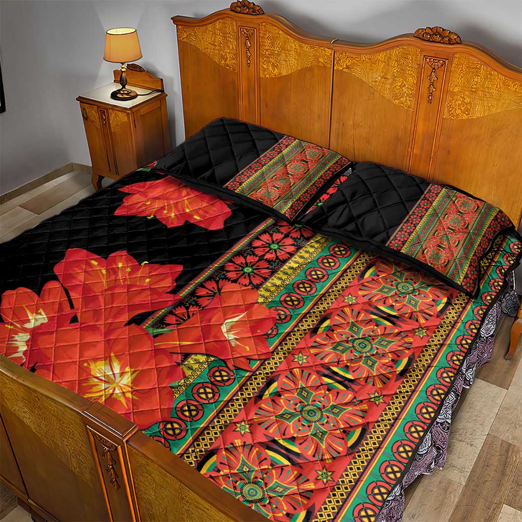 Afro Beauty Clivia Miniata Flowers Quilt Bed Set LT9