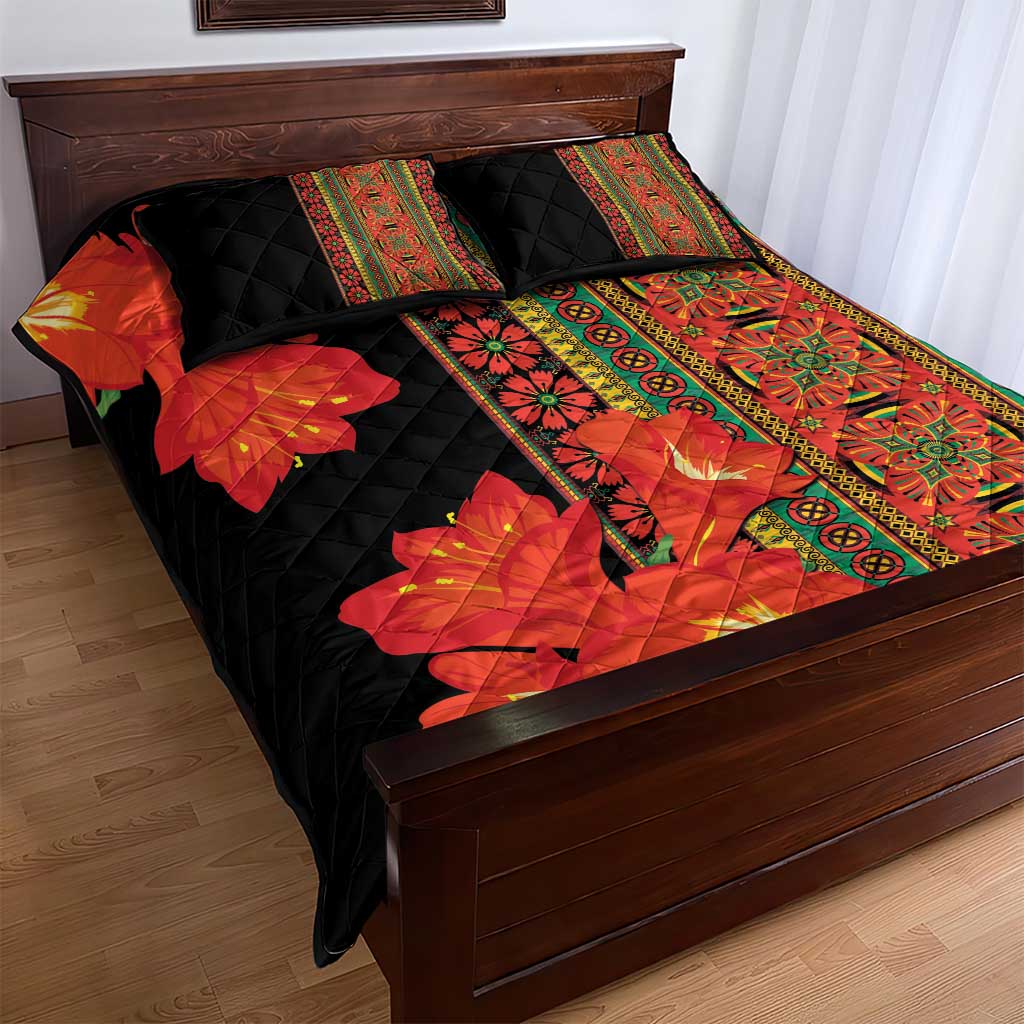 Afro Beauty Clivia Miniata Flowers Quilt Bed Set LT9