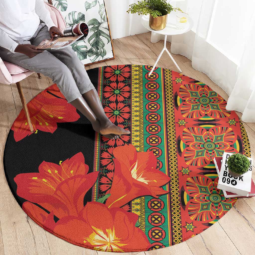 Afro Beauty Clivia Miniata Flowers Round Carpet LT9