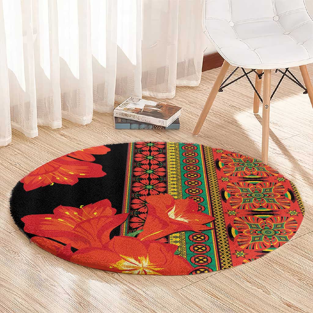 Afro Beauty Clivia Miniata Flowers Round Carpet LT9