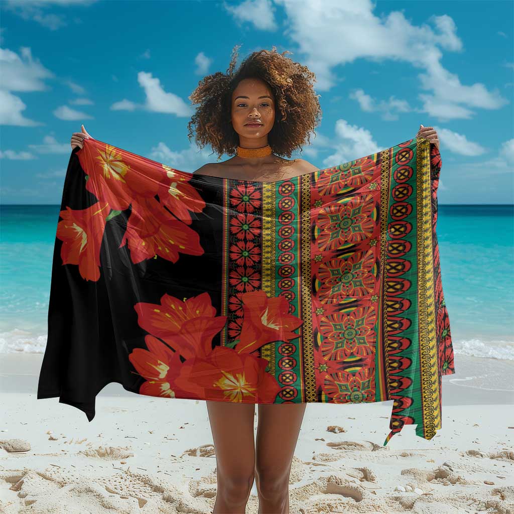 Afro Beauty Clivia Miniata Flowers Sarong LT9