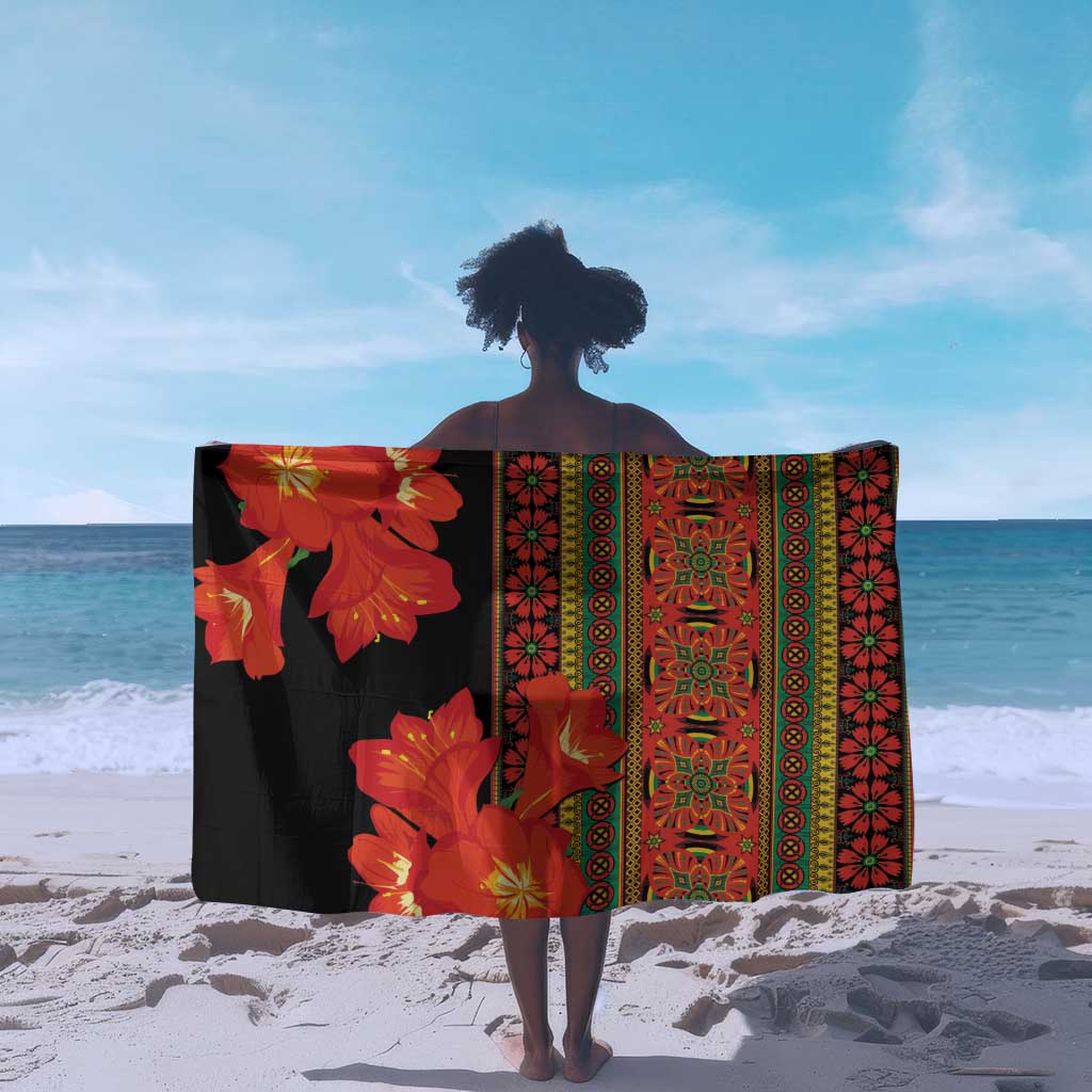 Afro Beauty Clivia Miniata Flowers Sarong LT9