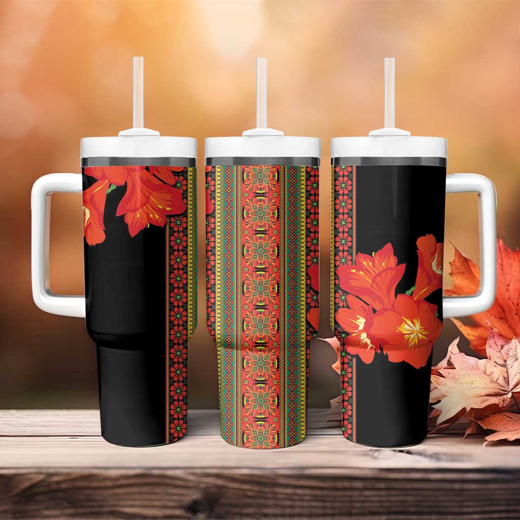 Afro Beauty Clivia Miniata Flowers Tumbler With Handle LT9
