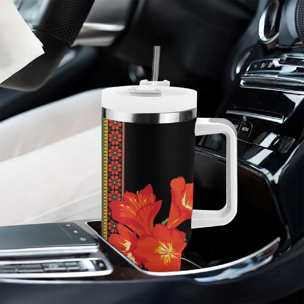 Afro Beauty Clivia Miniata Flowers Tumbler With Handle LT9