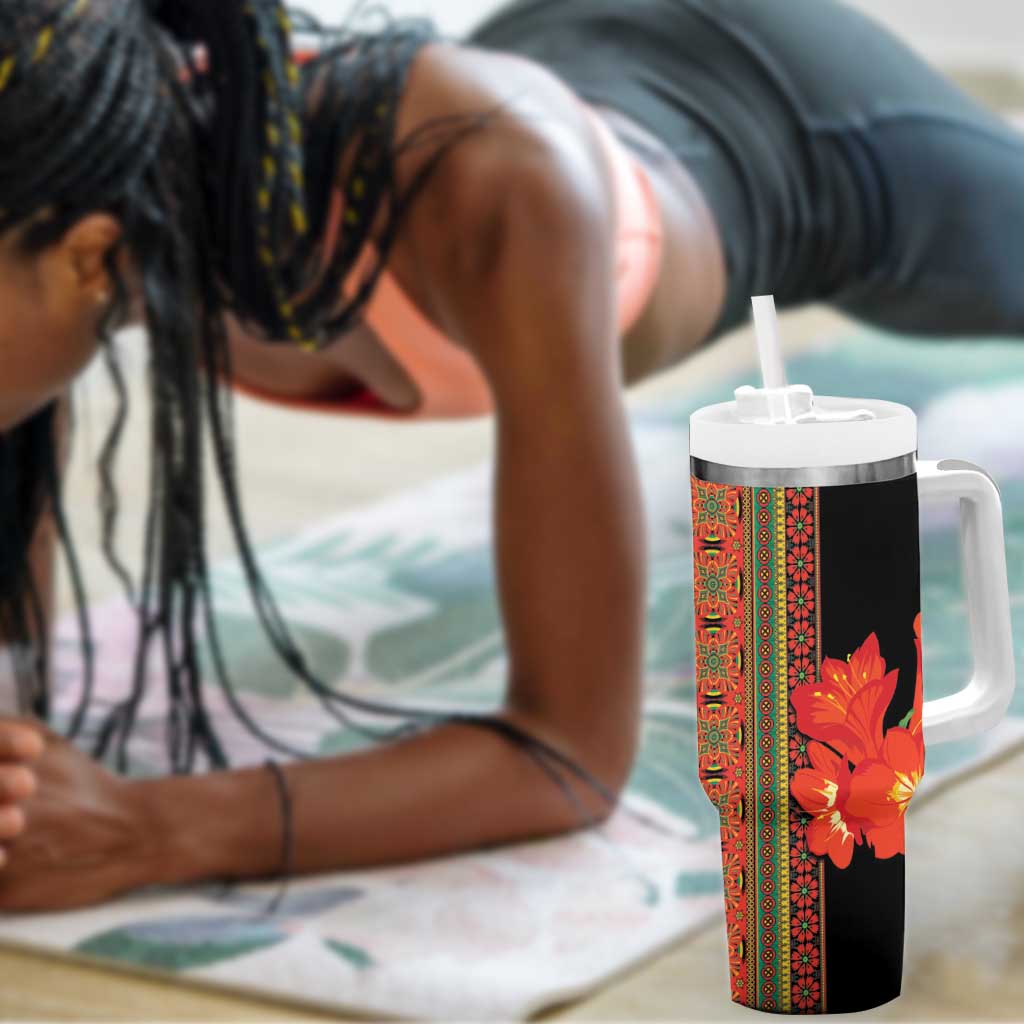 Afro Beauty Clivia Miniata Flowers Tumbler With Handle LT9