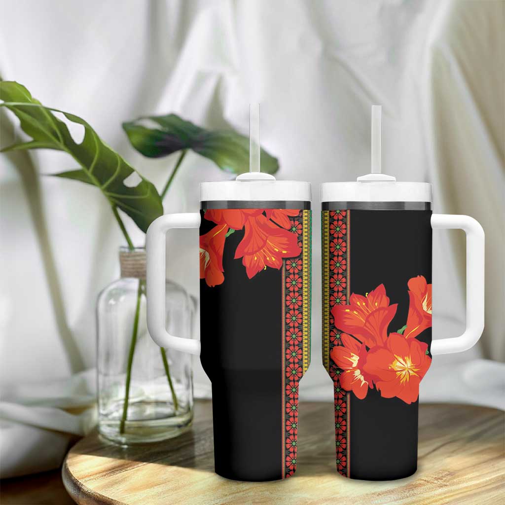 Afro Beauty Clivia Miniata Flowers Tumbler With Handle LT9