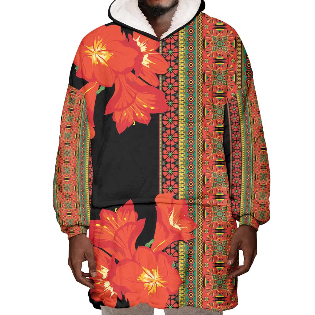 Afro Beauty Clivia Miniata Flowers Wearable Blanket Hoodie LT9