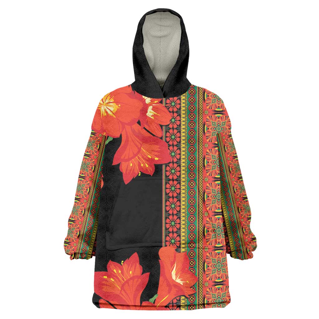 Afro Beauty Clivia Miniata Flowers Wearable Blanket Hoodie LT9
