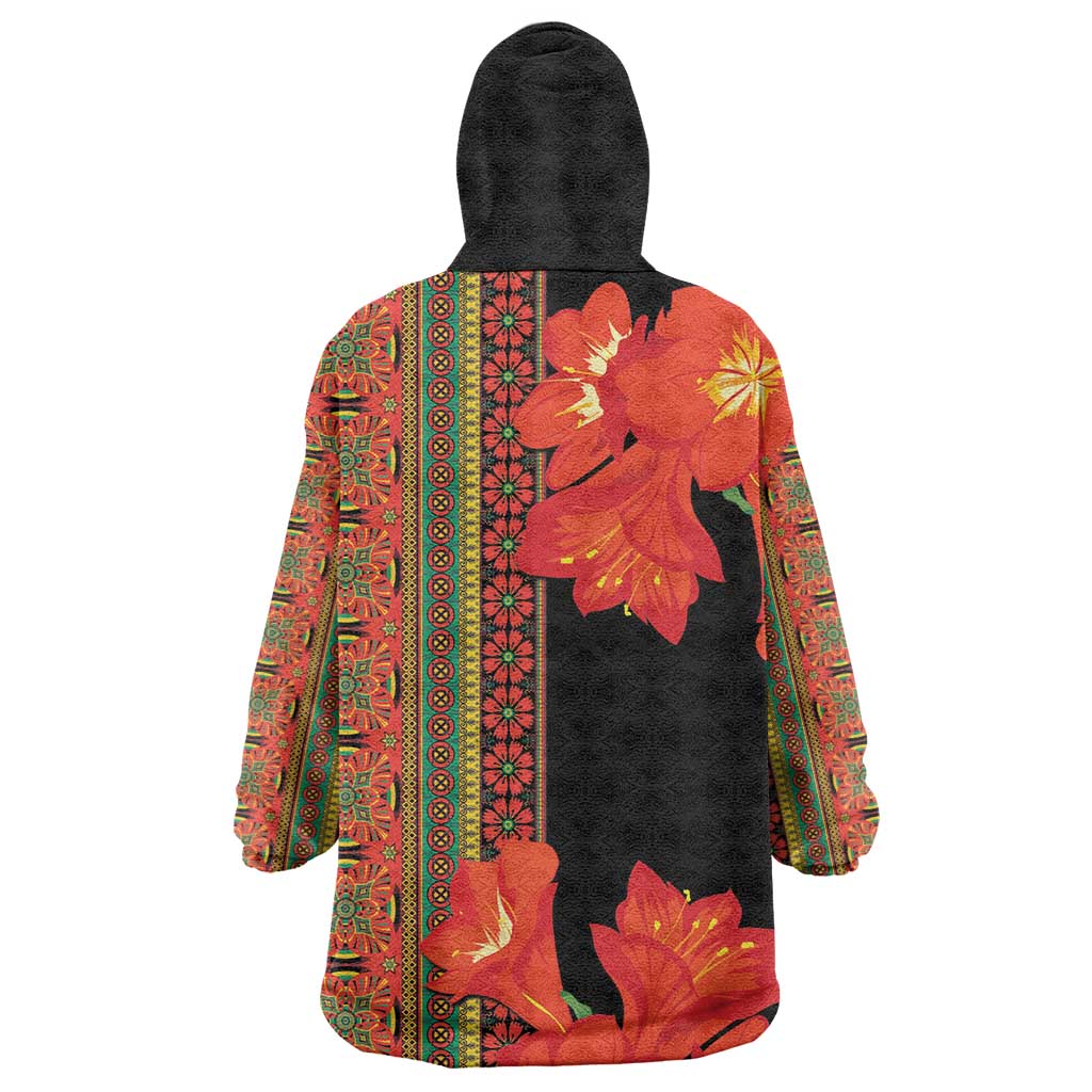 Afro Beauty Clivia Miniata Flowers Wearable Blanket Hoodie LT9