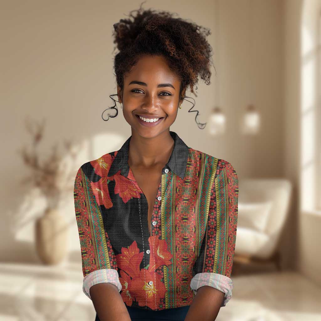 Afro Beauty Clivia Miniata Flowers Women Casual Shirt LT9
