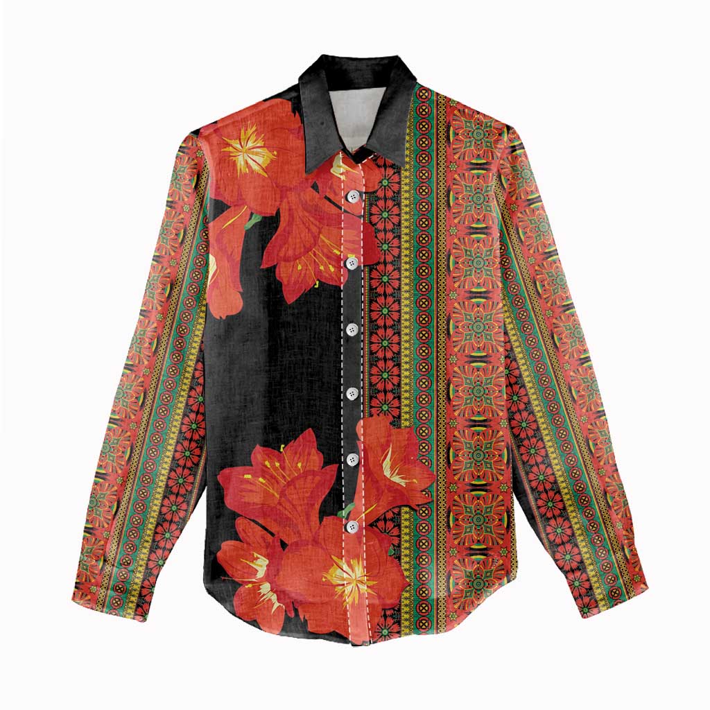 Afro Beauty Clivia Miniata Flowers Women Casual Shirt LT9