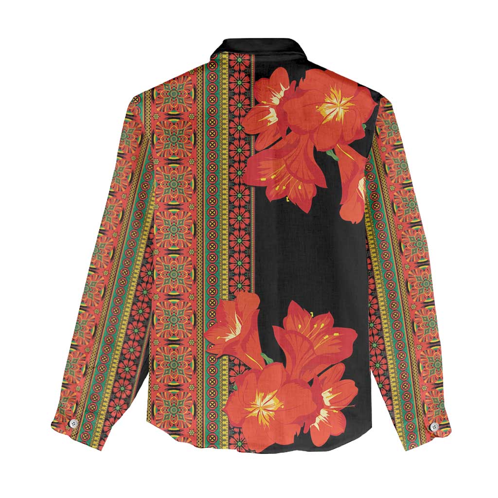 Afro Beauty Clivia Miniata Flowers Women Casual Shirt LT9