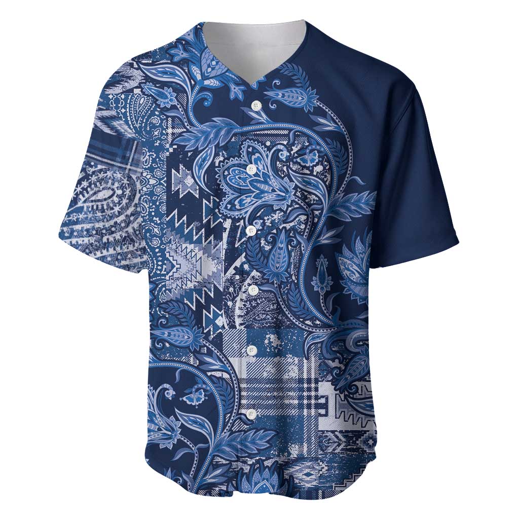 Afro Floral mix Maasai Shuka Baseball Jersey Blue Moitf LT9