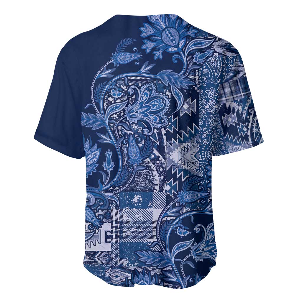 Afro Floral mix Maasai Shuka Baseball Jersey Blue Moitf LT9