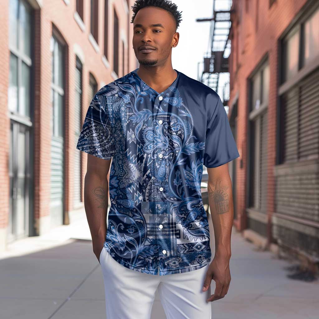 Afro Floral mix Maasai Shuka Baseball Jersey Blue Moitf LT9