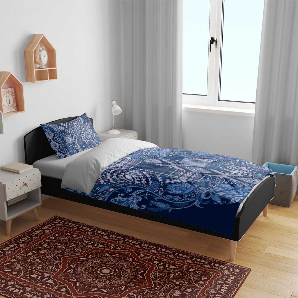 Afro Floral mix Maasai Shuka Bedding Set Blue Moitf LT9