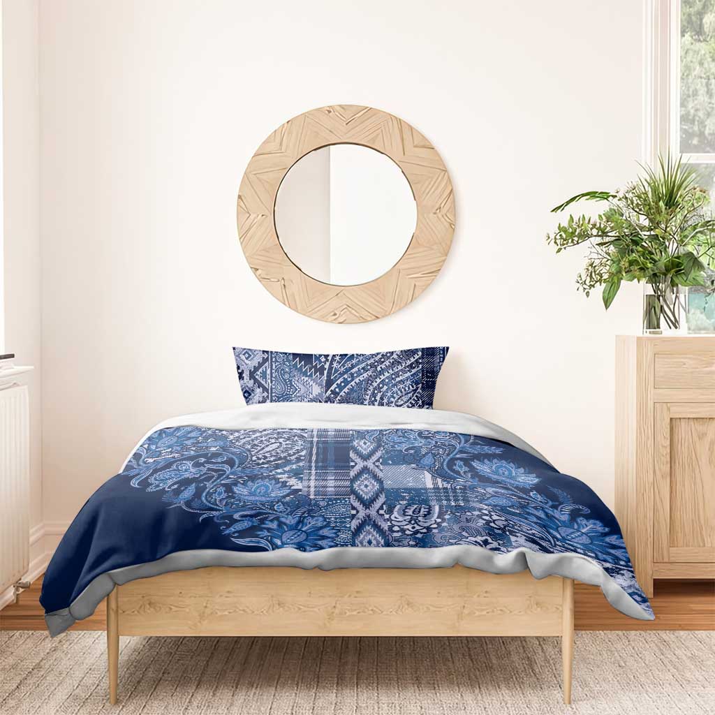 Afro Floral mix Maasai Shuka Bedding Set Blue Moitf LT9