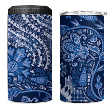 Afro Floral mix Maasai Shuka 4 in 1 Can Cooler Tumbler Blue Moitf LT9