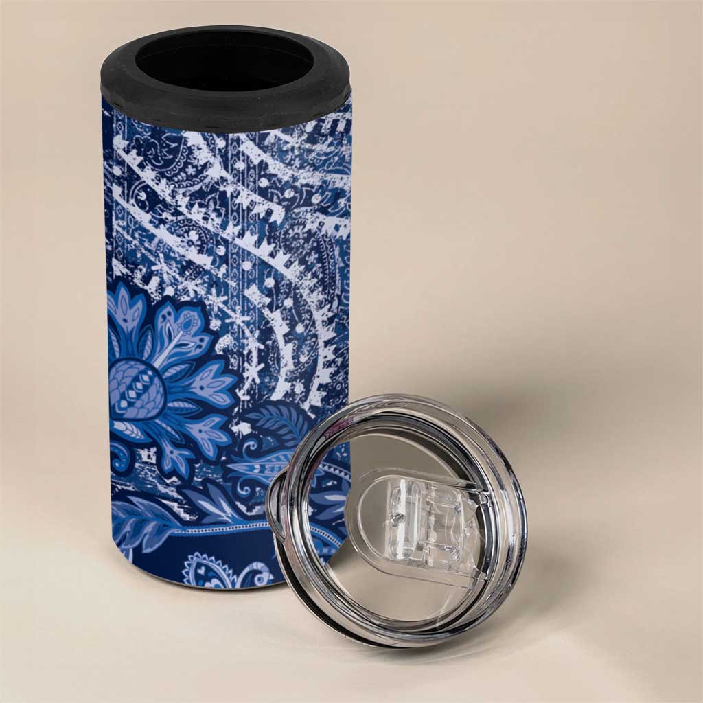 Afro Floral mix Maasai Shuka 4 in 1 Can Cooler Tumbler Blue Moitf LT9