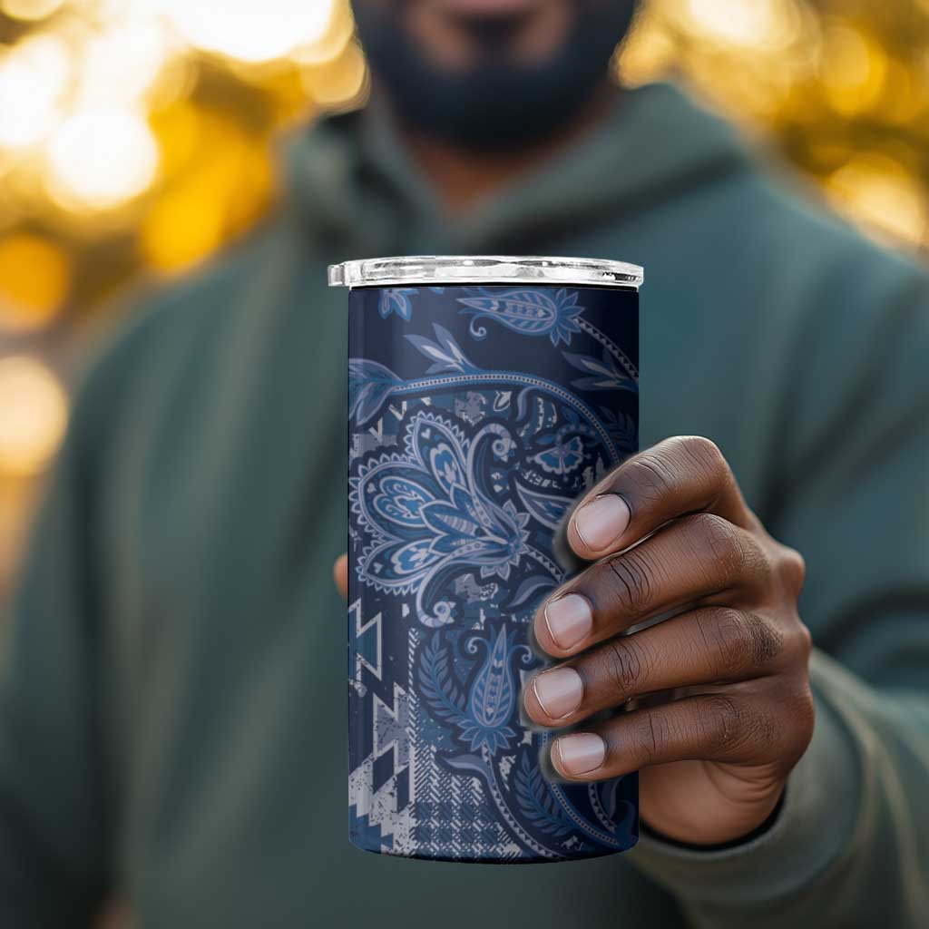 Afro Floral mix Maasai Shuka 4 in 1 Can Cooler Tumbler Blue Moitf LT9