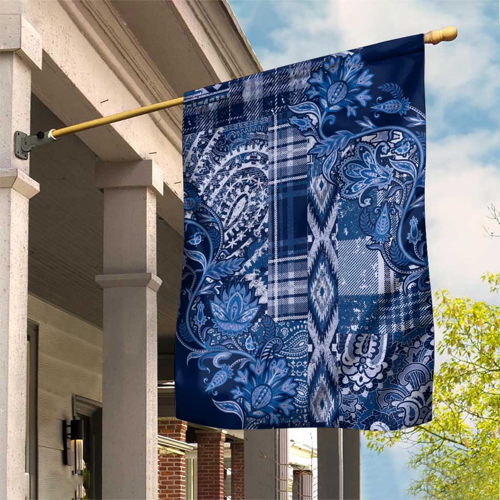 Afro Floral mix Maasai Shuka Garden Flag Blue Moitf LT9