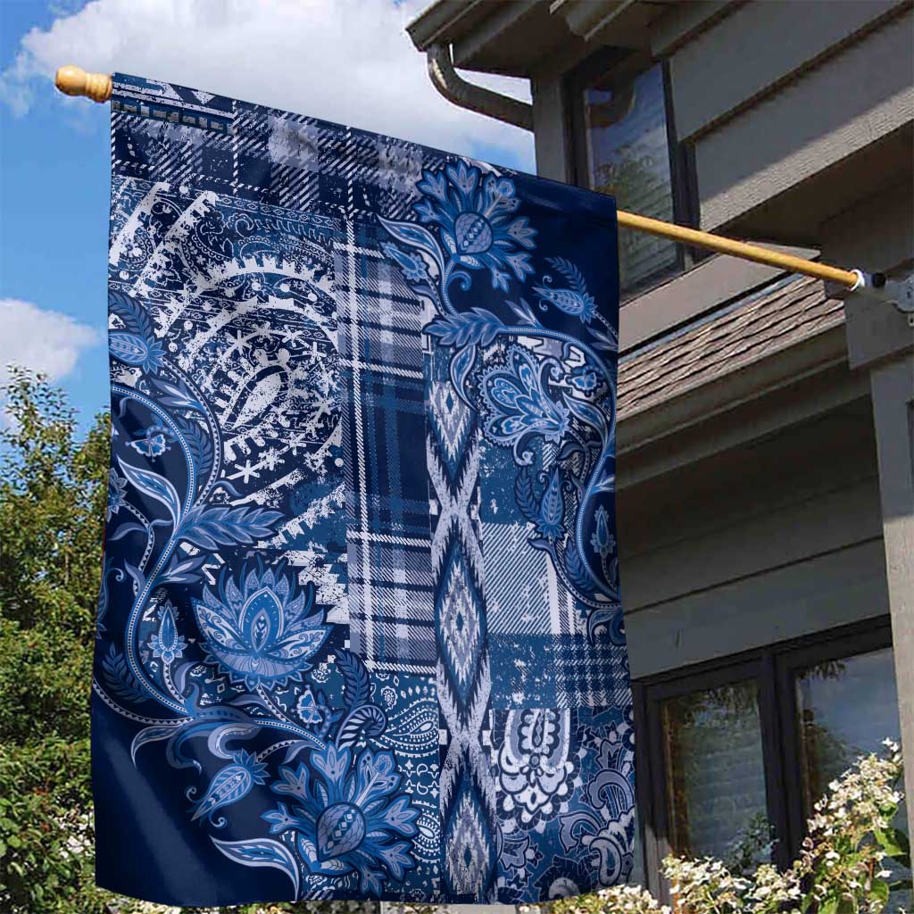 Afro Floral mix Maasai Shuka Garden Flag Blue Moitf LT9