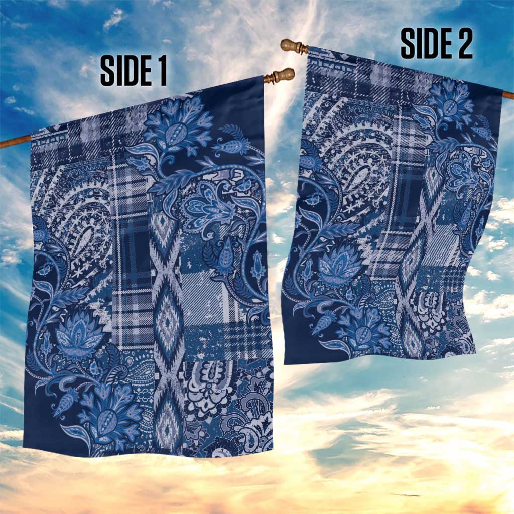 Afro Floral mix Maasai Shuka Garden Flag Blue Moitf LT9