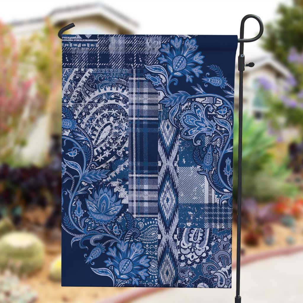 Afro Floral mix Maasai Shuka Garden Flag Blue Moitf LT9