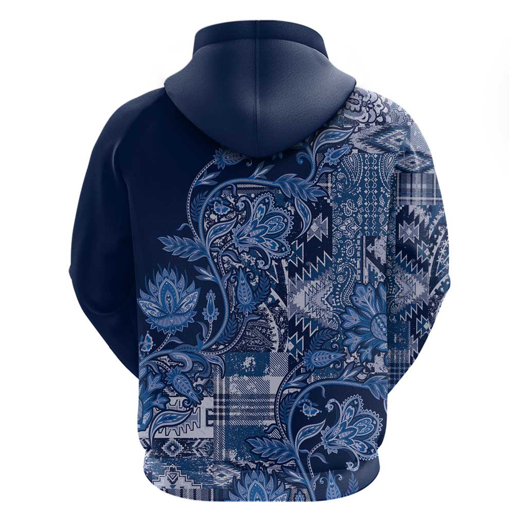 Africa Floral mix Maasai Shuka Hoodie Blue Moitf LT9