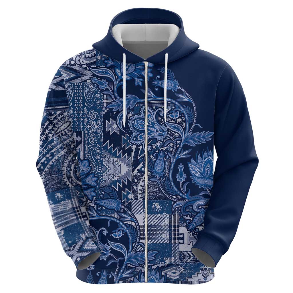 Africa Floral mix Maasai Shuka Hoodie Blue Moitf LT9