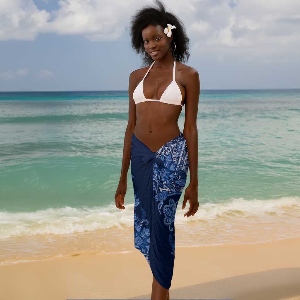 Afro Floral mix Maasai Shuka Sarong Blue Moitf LT9