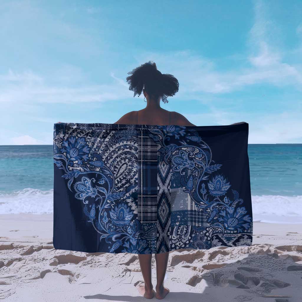 Afro Floral mix Maasai Shuka Sarong Blue Moitf LT9