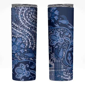 Afro Floral mix Maasai Shuka Skinny Tumbler Blue Moitf LT9